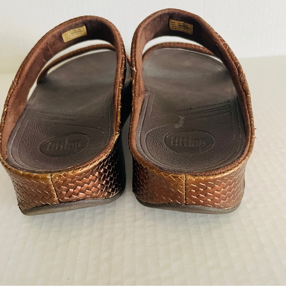 Fitflop Metallic Bronze Slide Sandals Size 8 - Picture 6 of 6